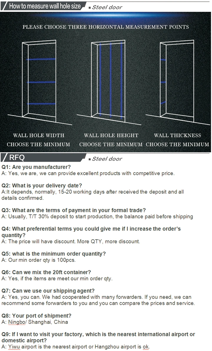 Black Color Power Coating Surface Steel Security Main Entrance Door